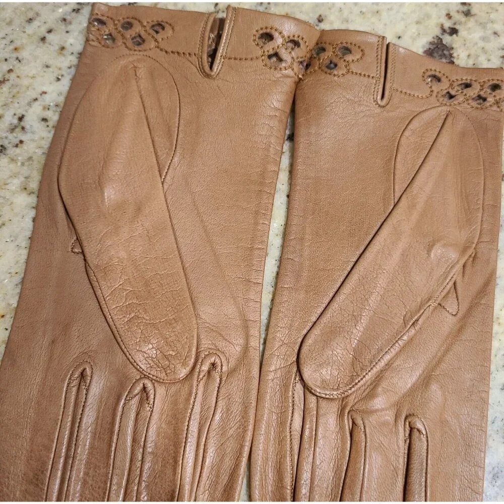 New! Vintage Size S Tan Soft Leather Formal 8.5
